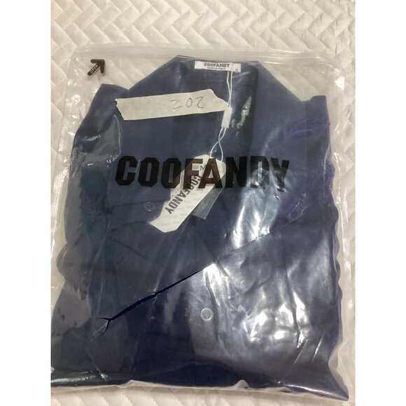 Coofandy Mens Short Sleeve Button-Down Shirt Medium 100% Polyester Navy Blue new - Picture 7 of 7